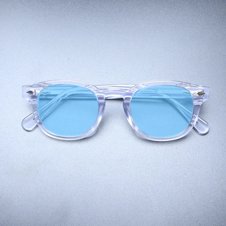 Gatenac Unisex Full Rim Square Polarized Acetate Sunglasses Mo14 Sunglasses Gatenac Transparent Blue