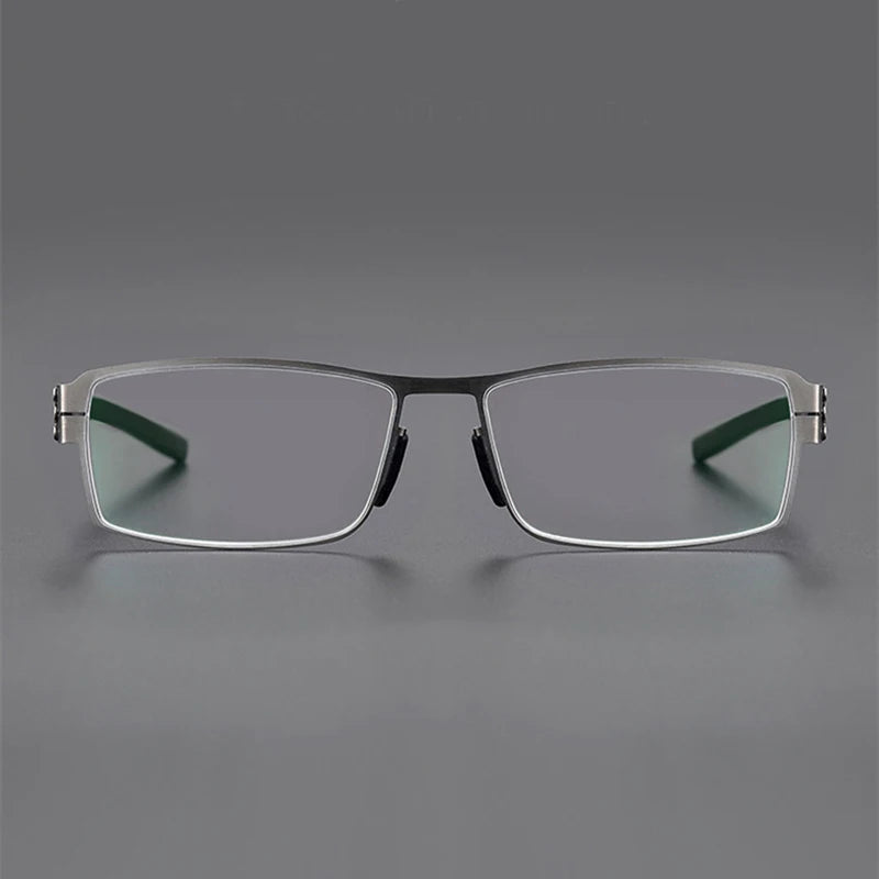 Black Mask Unisex Full Rim Screwless Rectangle Stainless Steel Eyeglasses 5085 Full Rim Black Mask