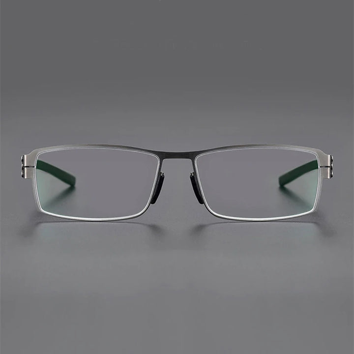 Black Mask Unisex Full Rim Screwless Rectangle Stainless Steel Eyeglasses 5085 Full Rim Black Mask