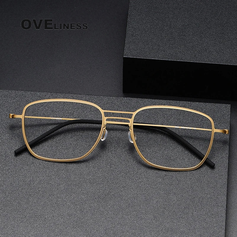 Oveliness Unisex Full Rim Square Screwless Titanium Eyeglasses 5524 Full Rim Oveliness   