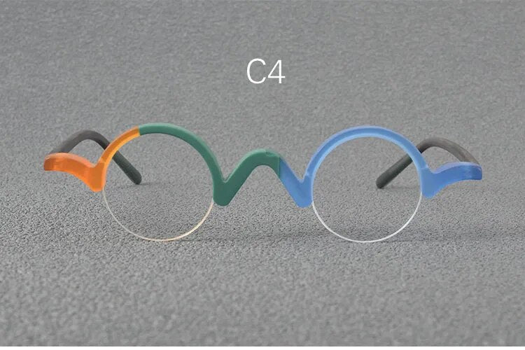 Yujo Unisex Semi Rim Small Round Acetate Eyeglasses 35mm Semi Rim Yujo C4 China