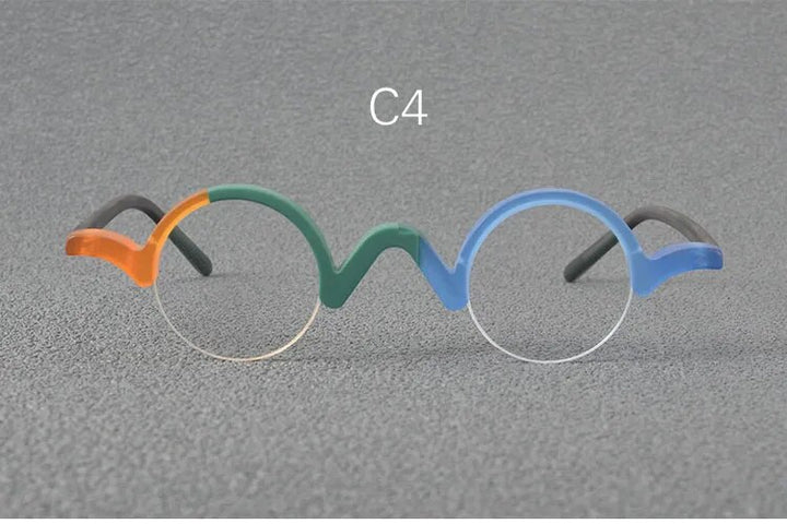 Yujo Unisex Semi Rim Small Round Acetate Eyeglasses 35mm Semi Rim Yujo C4 China