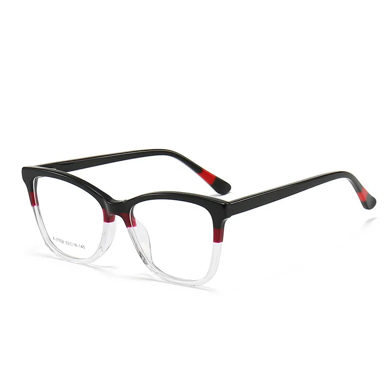 CCspace Unisex Full Rim Square Acetate Eyeglasses 56941 Full Rim CCspace C6BlackClear