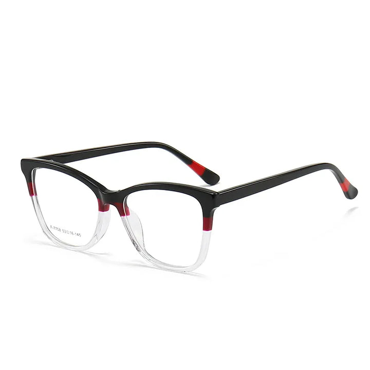 CCspace Unisex Full Rim Square Acetate Eyeglasses 56941 Full Rim CCspace C6BlackClear