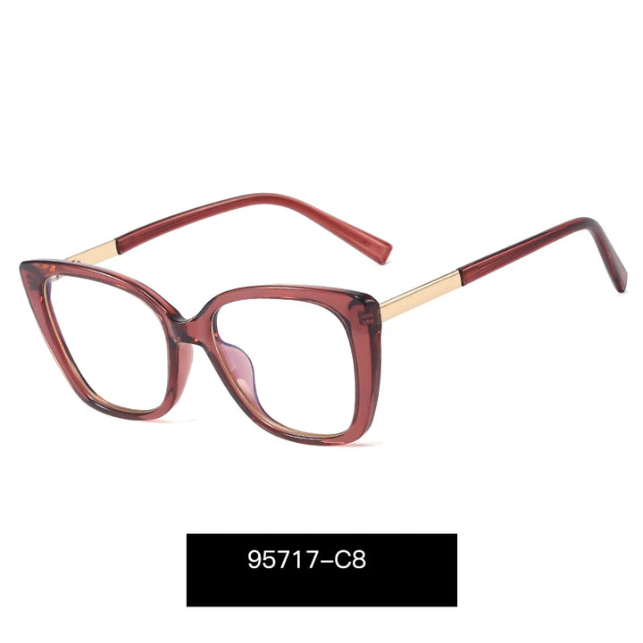 Handoer Women's Full Rim Square Cat Eye Tr 90 Alloy Eyeglasses 95717