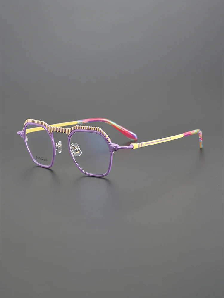 Nobler Unisex Full Rim Polygon Titanium Eyeglasses P073 Full Rim Nobler