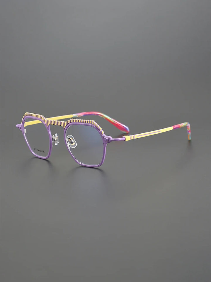 Nobler Unisex Full Rim Polygon Titanium Eyeglasses P073 Full Rim Nobler