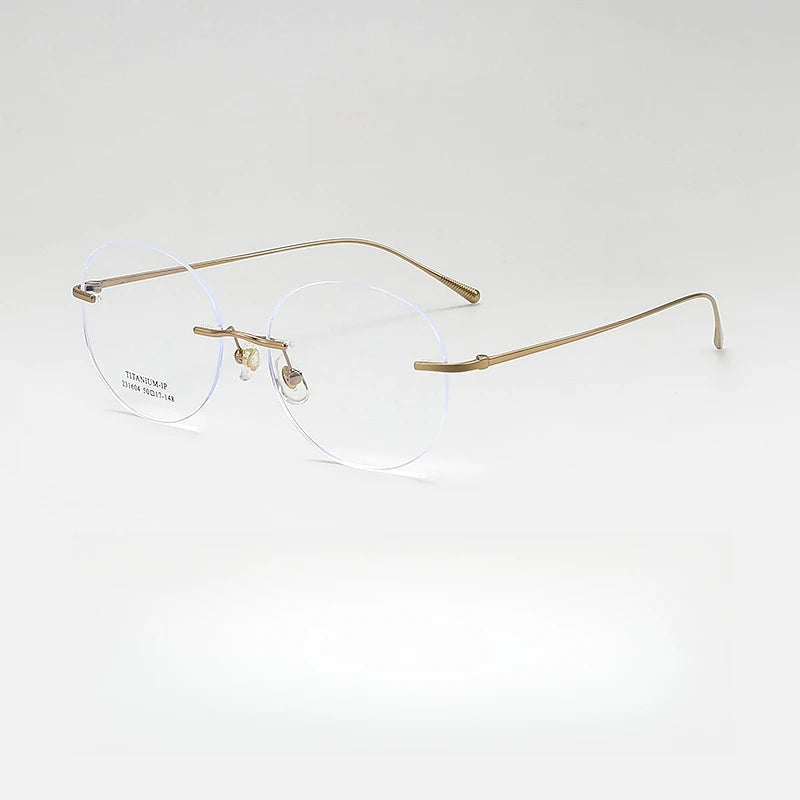 Yimaruli Unisex Rimless Round Titanium Eyeglasses 231604Wk Rimless Yimaruili Eyeglasses Gold  