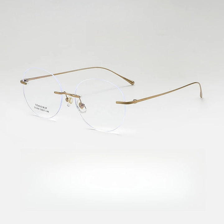 Yimaruli Unisex Rimless Round Titanium Eyeglasses 231604Wk Rimless Yimaruili Eyeglasses Gold