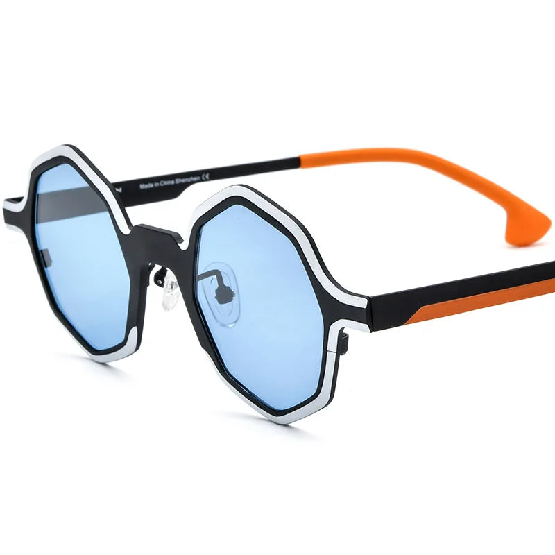 Nobler Woman's Full Rim Irregular Round Titanium Polarized Sunglasses 8581 Sunglasses Nobler C4