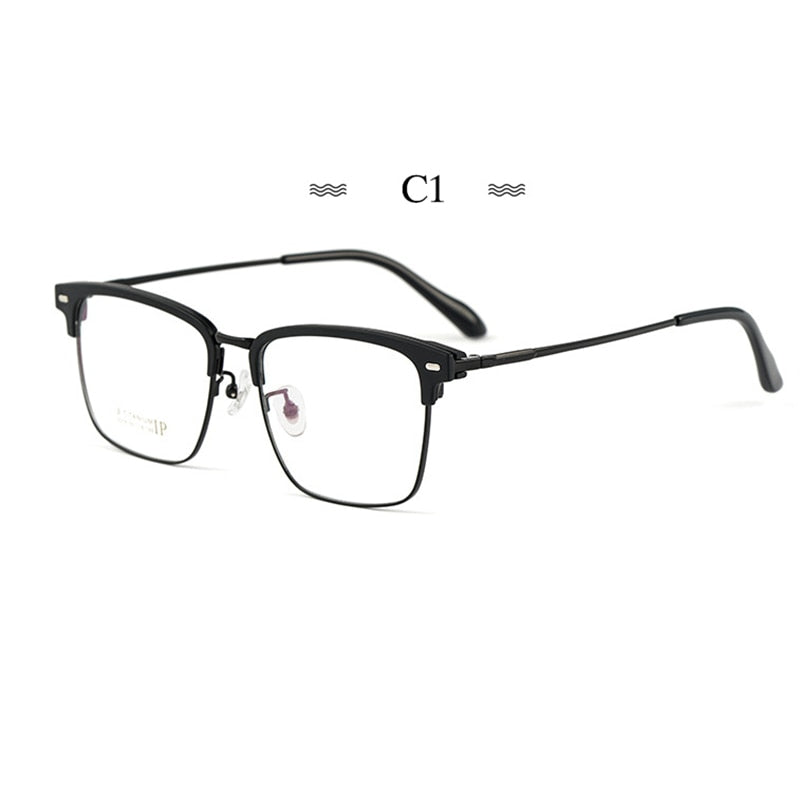 Hotochki Men's Full Rim Square Acetate Titanium Eyeglasses 2319bj Full Rim Hotochki C1  
