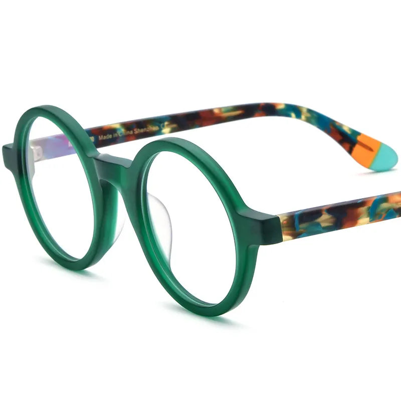 CCspace Unisex Full Rim Round Acetate Eyeglasses 56919 Full Rim CCspace C1Green