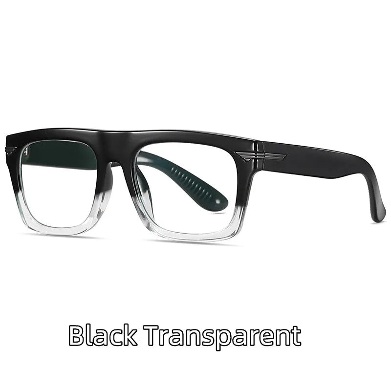 Kocolior Unisex Full Rim Square Acetate Hyperopic Reading Glasses 3394 Reading Glasses Kocolior Black Transparent 0