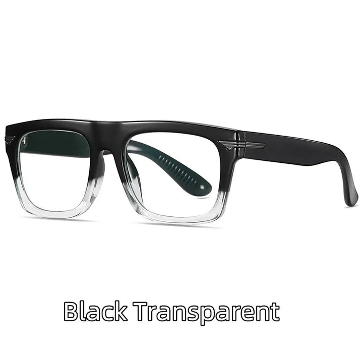 Kocolior Unisex Full Rim Square Acetate Hyperopic Reading Glasses 3394 Reading Glasses Kocolior Black Transparent 0