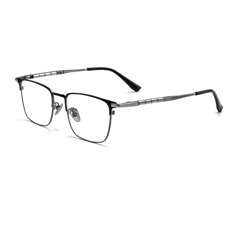 Hdcrafter Unisex Full Rim Square Titanium Eyeglasses 9009t Full Rim Hdcrafter Eyeglasses Gray