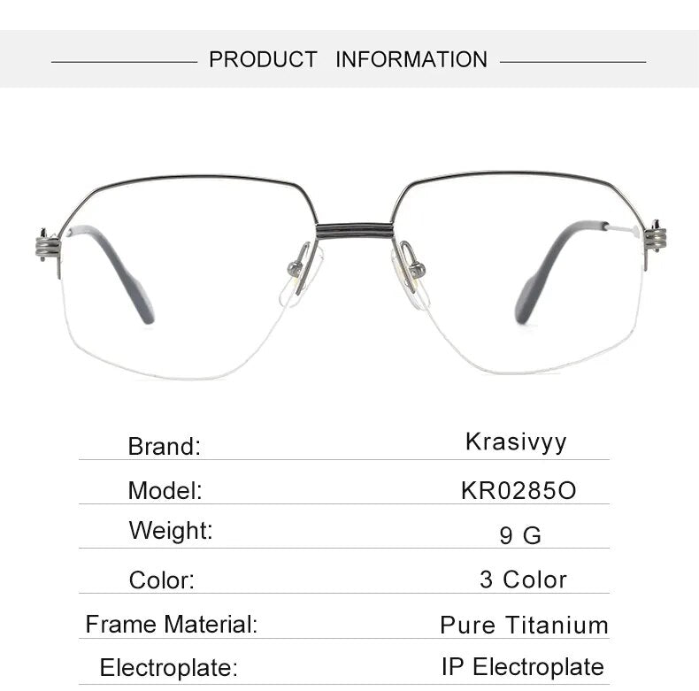 Krasivyy Men's Semi Rim Irregular Oval Titanium Eyeglasses Kr02850 Semi Rim Krasivyy