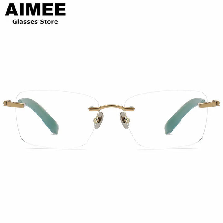 Aimee Unisex Rimless Polygon Square Titanium Eyeglasses 80814 Rimless Aimee