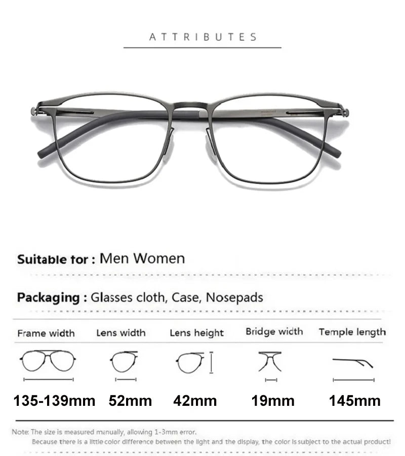 Aimee Unisex Full Rim Square Screwless Steel Eyeglasses 61499