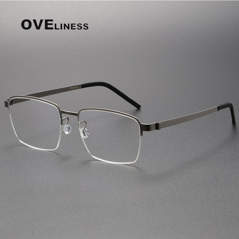 Oveliness Unisex Full Rim Square Titanium Eyeglasses 7426 Full Rim Oveliness gun  