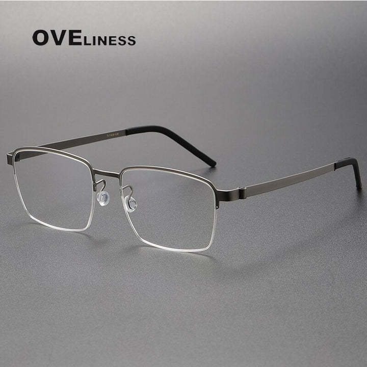 Oveliness Unisex Full Rim Square Titanium Eyeglasses 7426 Full Rim Oveliness gun