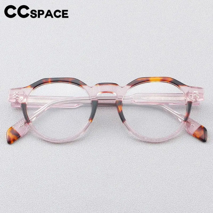 CCspace Women's Full Rim Flat Top Round Acetate Eyeglasses 56910 Full Rim CCspace