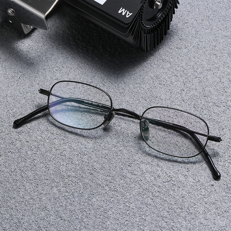 Black Mask Women's Full Rim Oval Titanium Eyeglasses Gs503 Full Rim Black Mask Black