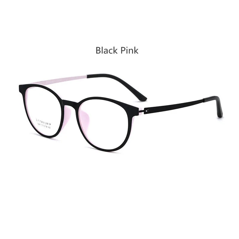 Kocolior Unisex Full Rim Round Tr 90 Titanium Hyperopic Reading Glasses 23091 Reading Glasses Kocolior Black Pink China +150