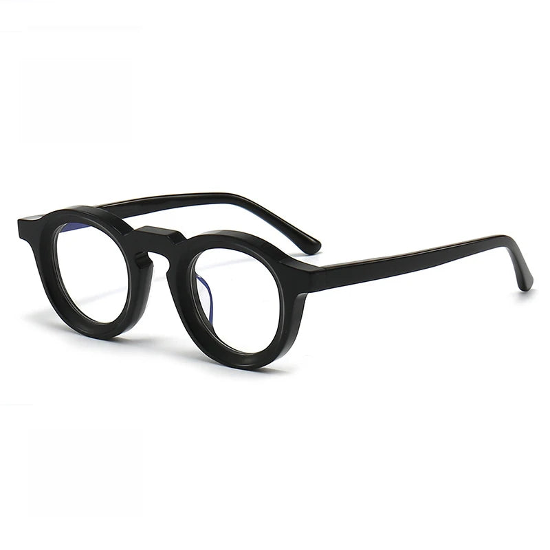 Black Mask Unisex Full Rim Round Acetate Eyeglasses 442721 Full Rim Black Mask Black