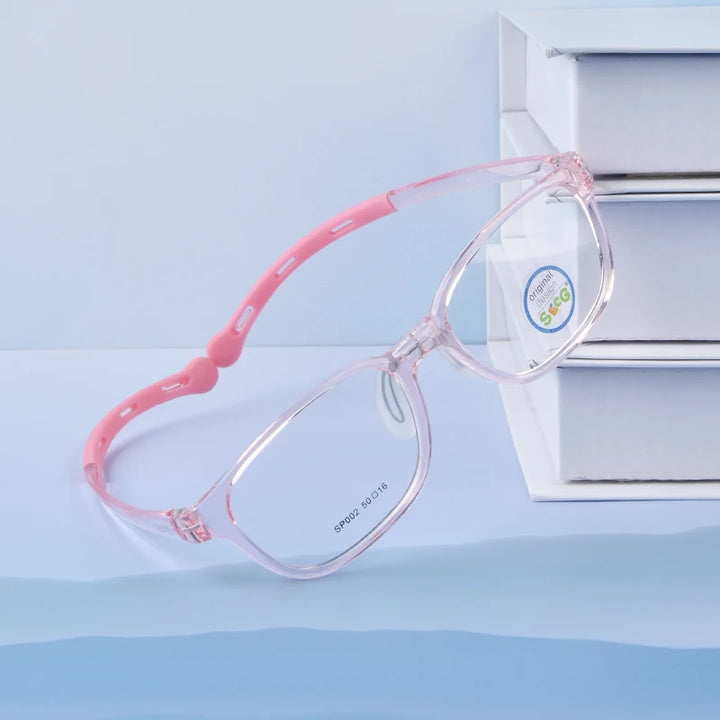 Secg Unisex Children's Full Rim Square Tr 90 Silicone Eyeglasses 19162 Full Rim Secg