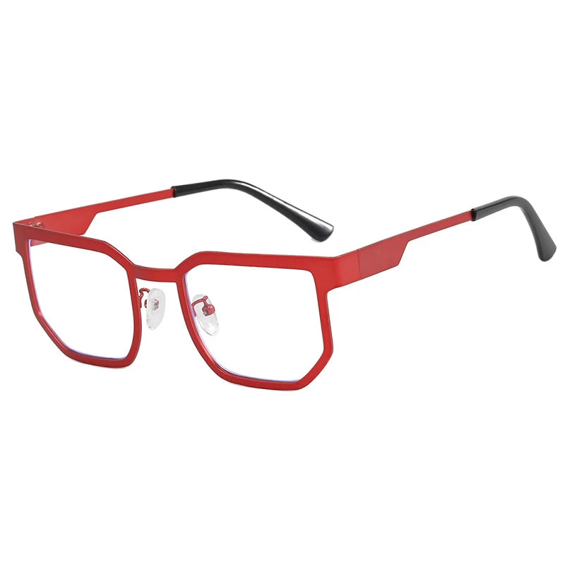 CCspace Women's Full Rim Polygon Alloy Eyeglasses 57428 Full Rim CCspace Red