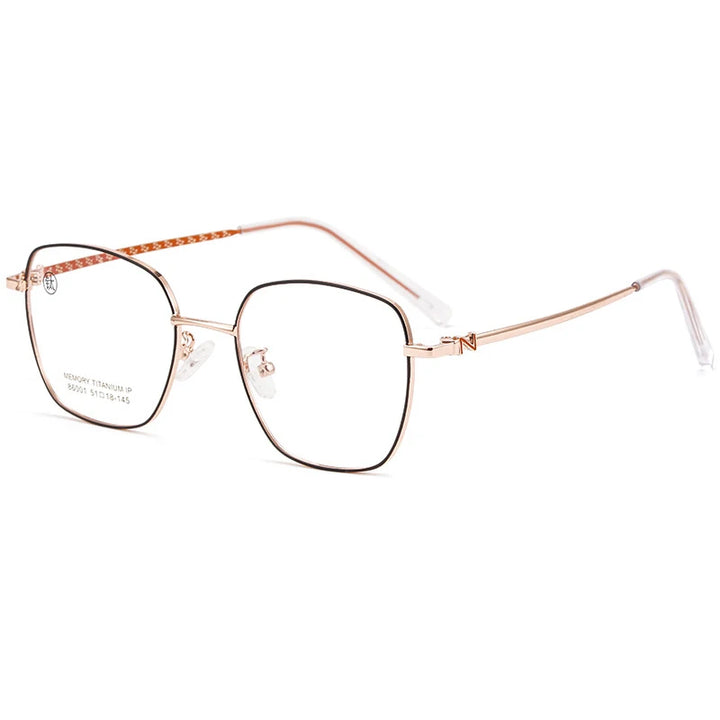 Xbora Women's Full Rim Polygon Square Titanium Alloy Eyeglasses 86001