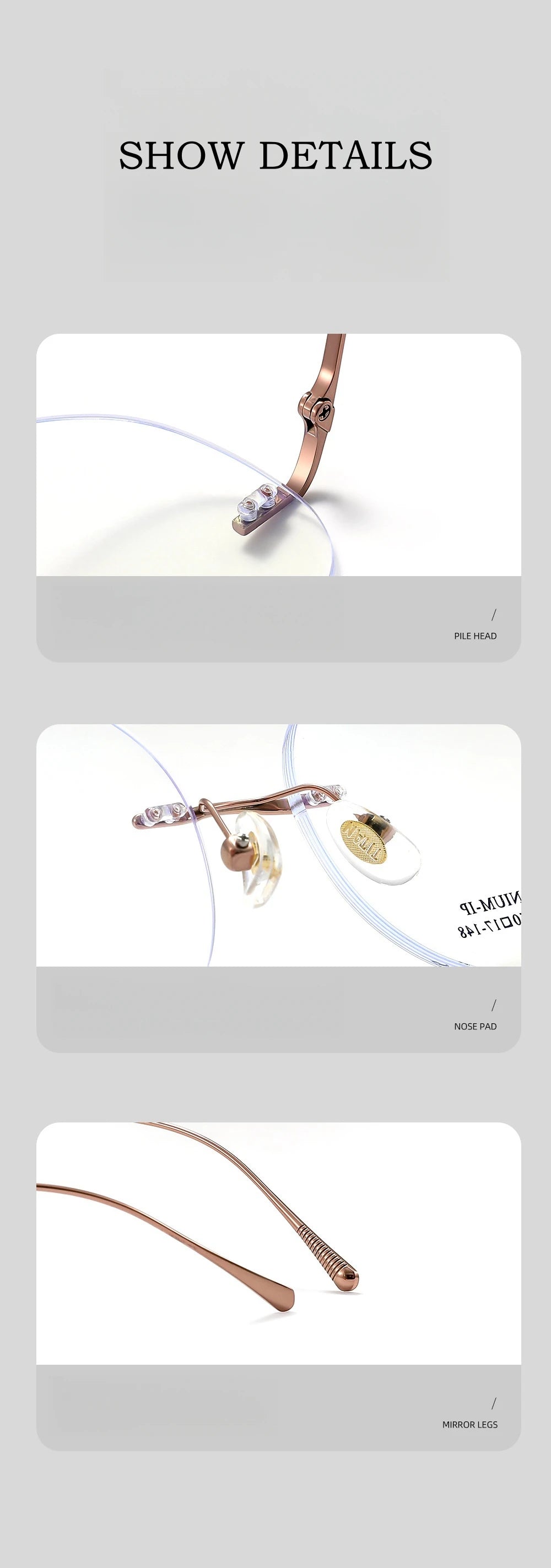 Yimaruli Unisex Rimless Round Titanium Eyeglasses 231604Wk Rimless Yimaruili Eyeglasses