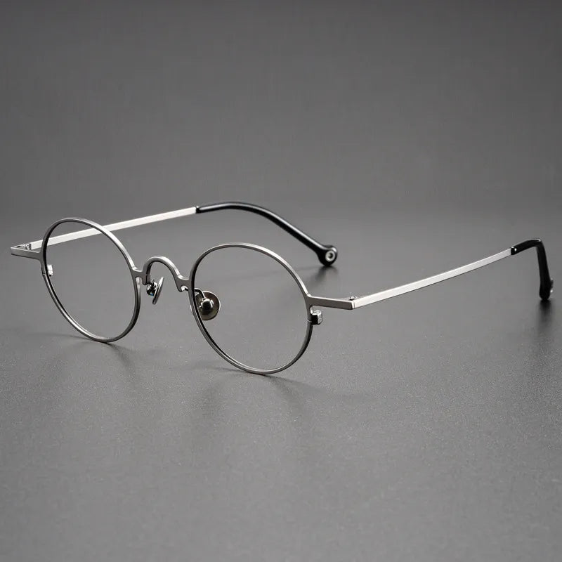 Kocolior Unisex Full Rim Small Round Titanium Hyperopic Reading Glasses K080 Reading Glasses Kocolior Gun 0