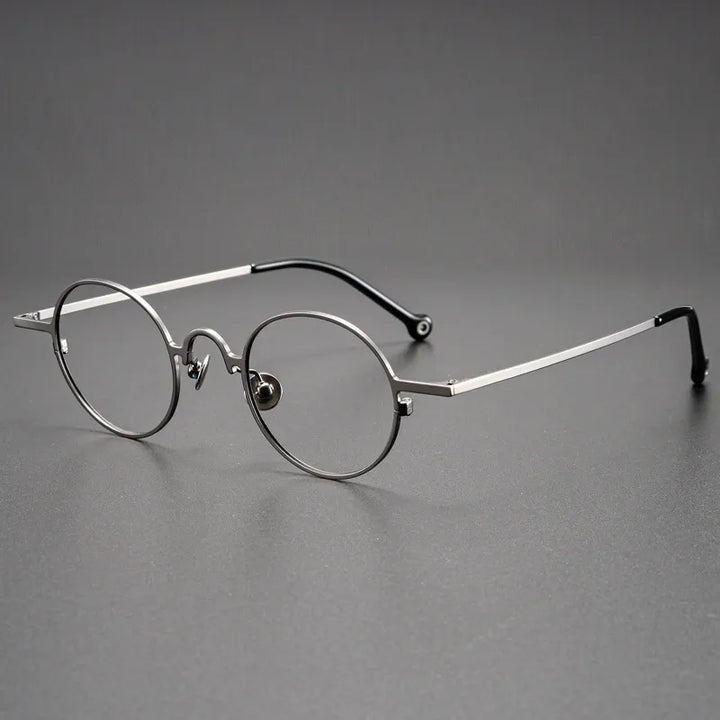 Kocolior Unisex Full Rim Small Round Titanium Hyperopic Reading Glasses K080 Reading Glasses Kocolior Gun 0