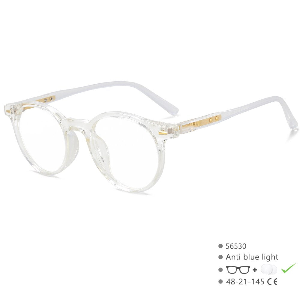 CCspace Unisex Full Rim Round Acetate Eyeglasses 56530 Full Rim CCspace C6Clear