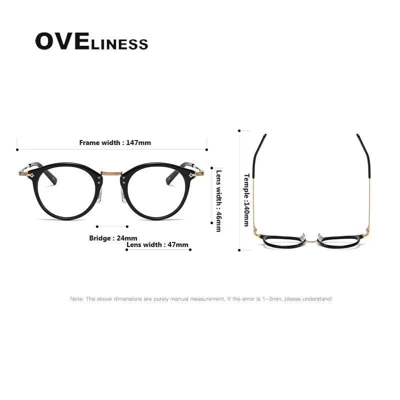 Oveliness Unisex Full Rim Oval Square Acetate Titanium Eyeglasses 614805