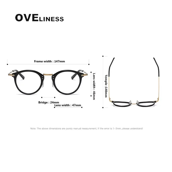 Oveliness Unisex Full Rim Oval Square Acetate Titanium Eyeglasses 614805