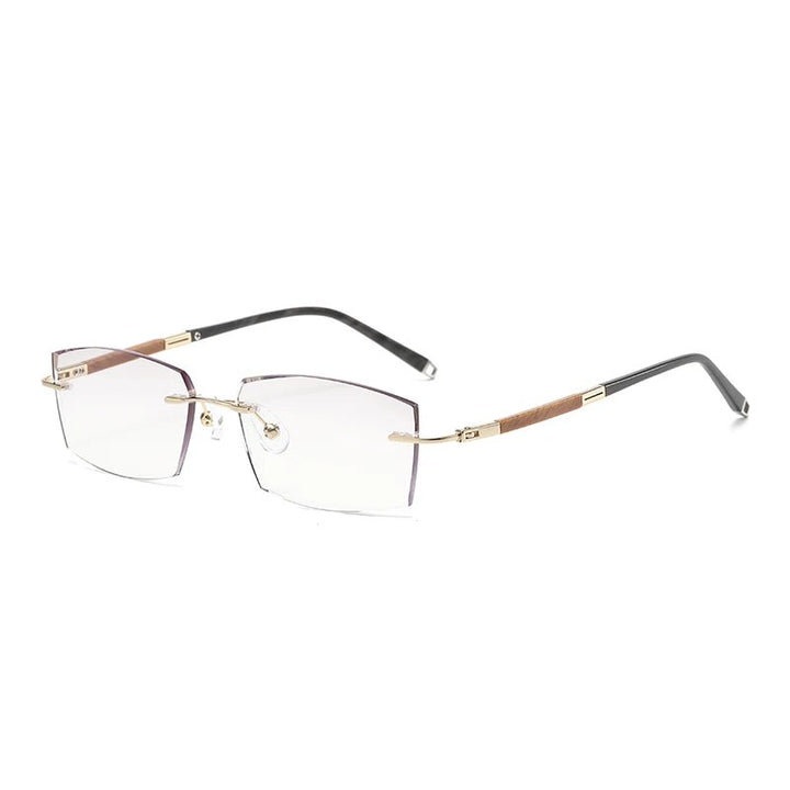 Zirosat Unisex Rimless Square Titanium Eyeglasses Y063 Rimless Zirosat golden diamond cut
