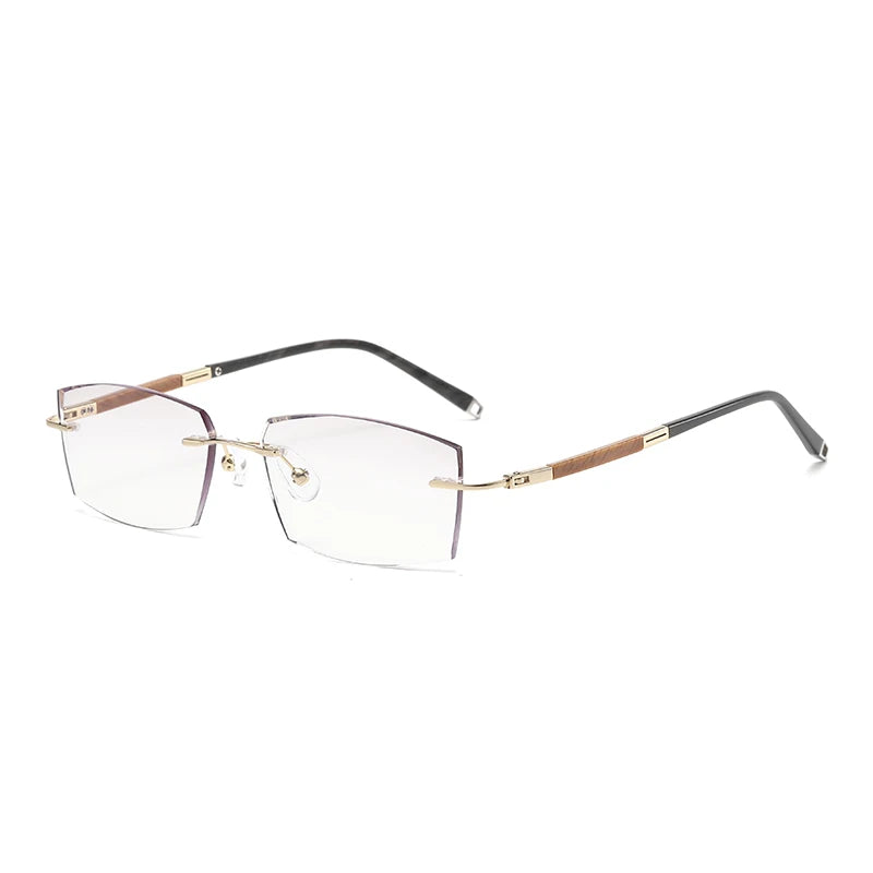 Zirosat Women's Rimless Square Titanium Rosewood Eyeglasses 20631