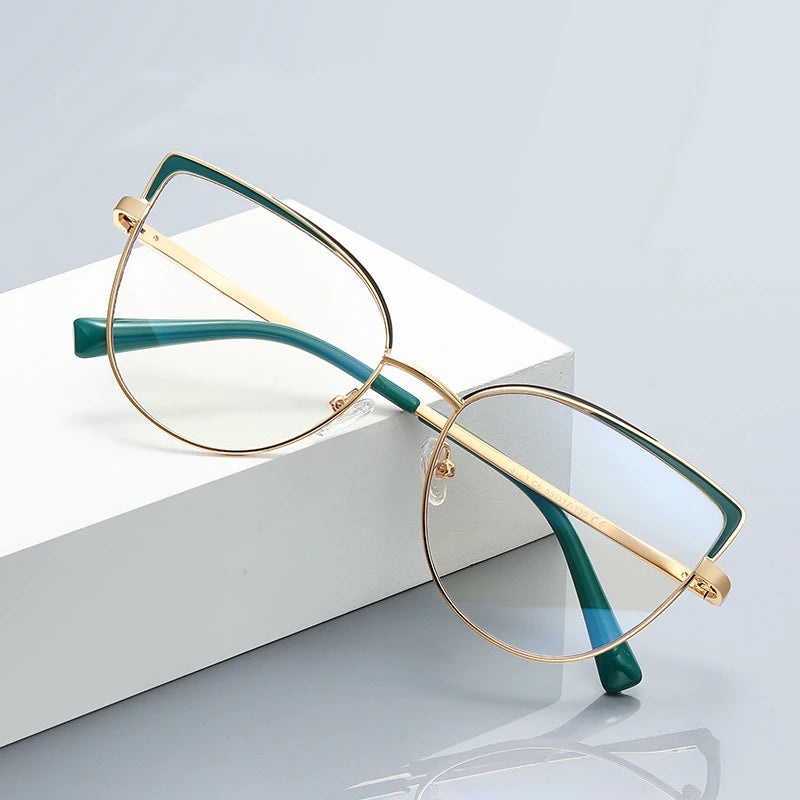 Laoyehui Women s Full Rim Square Cat Eye Alloy Reading Glasses L3103