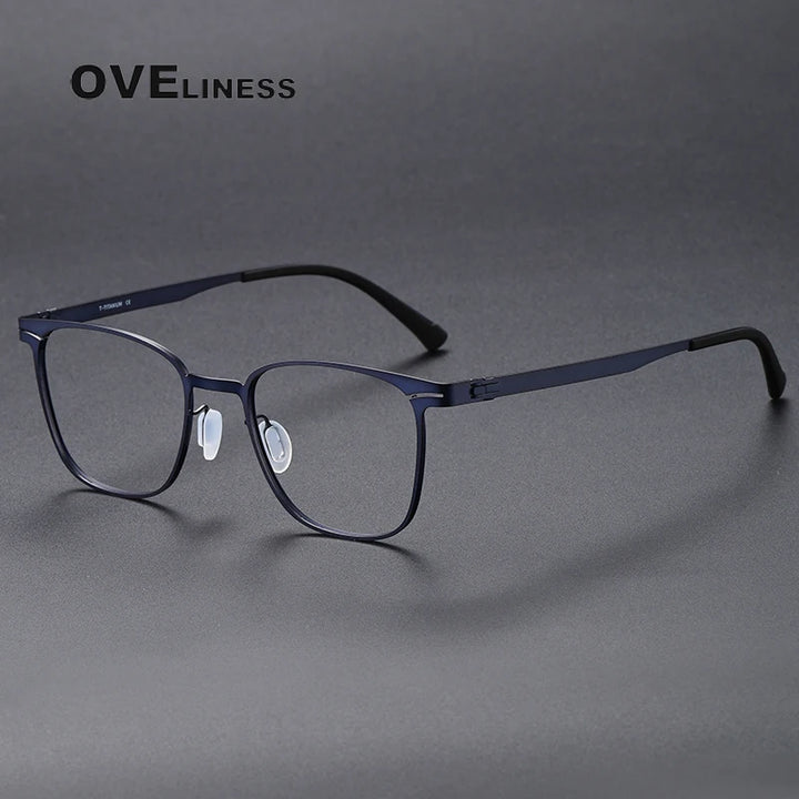 Oveliness Unisex Full Rim Square Screwless Titanium Eyeglasses 80997 Full Rim Oveliness blue  
