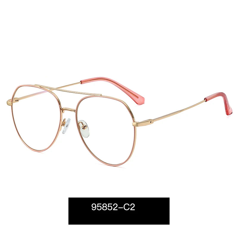 Handoer Women's Full Rim Oval Double Bridge Alloy Eyegasses 95852