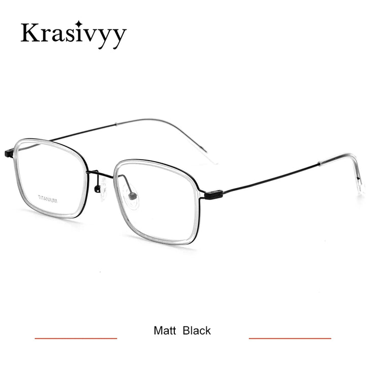 Krasivyy Unisex Full Rim Square Acetate Titanium Eyeglasses 16046