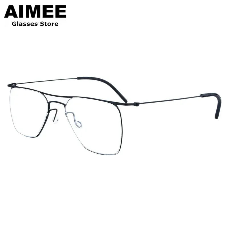 Aimee Women's Full Rim Brow Line Square Double Bridge Titanium Eyeglasses 55402