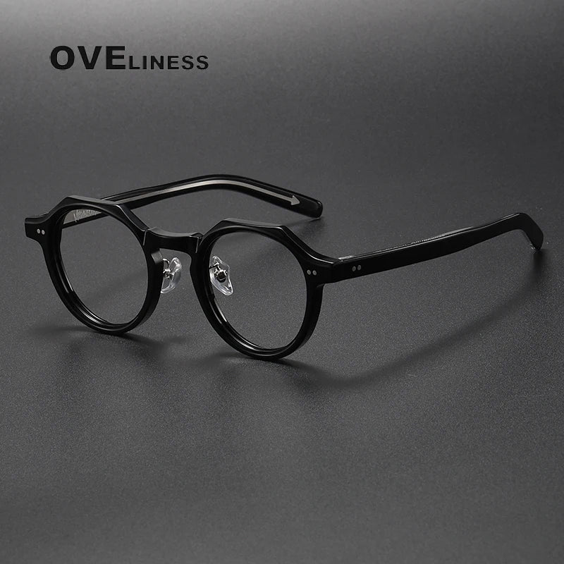 Oveliness Unisex Full Rim Round Acetate Eyeglasses V003 Full Rim Oveliness black
