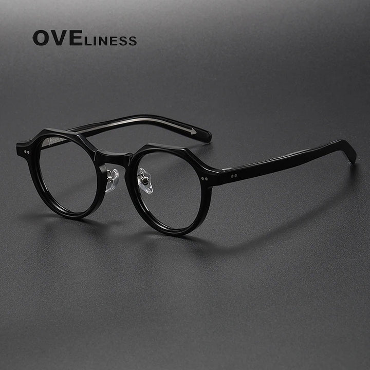 Oveliness Unisex Full Rim Round Acetate Eyeglasses V003 Full Rim Oveliness black