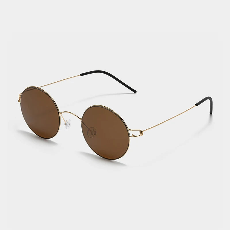 Black Mask Unisex Full Rim Round Screwless Titanium Sunglasses 28609 Full Rim Black Mask