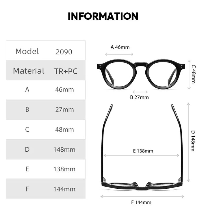 Kocolior Unisex Full Rim Round Acetate Hyperopic Reading Glasses 2090 Reading Glasses Kocolior