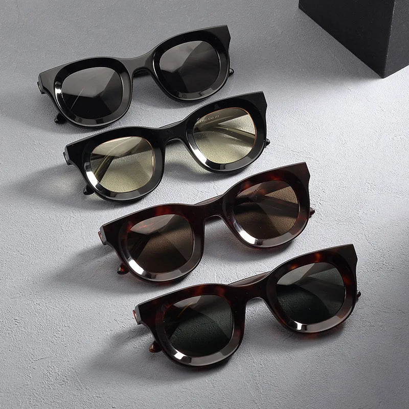 Black Mask Unisex Full Rim Square Thick Acetate Polarized Sunglasses S6688 Full Rim Black Mask