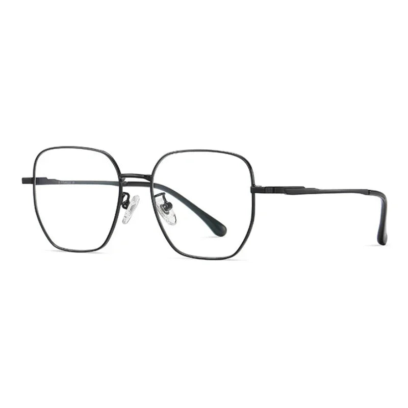 Hotony Women's Full Rim Polygon Square Titanium Eyeglasses 76209 Full Rim Hotony Black